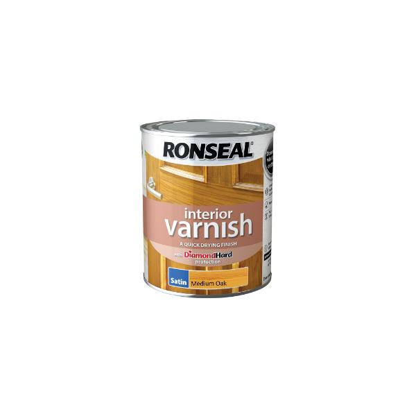 Ronseal Interior Varnish Satin Medium Oak 750ml