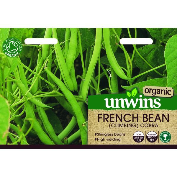 Unwins Seed Packet French Bean Climbing Cobra Organic