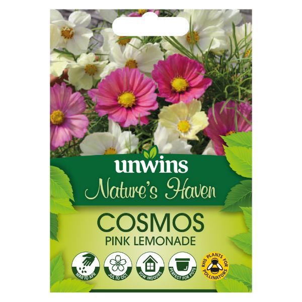 Unwins Seed Packet Natures Haven Cosmos Pink Lemonade