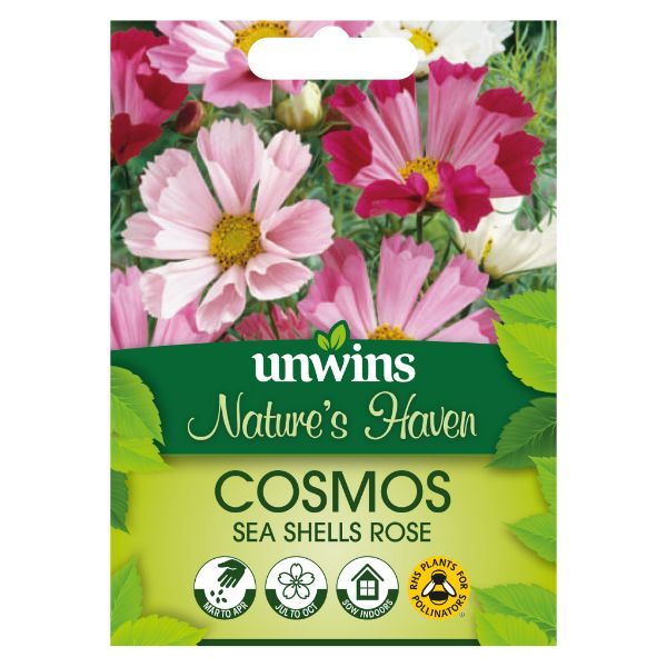 Unwins Seed Packet Natures Haven Cosmos Sea Shells Rose