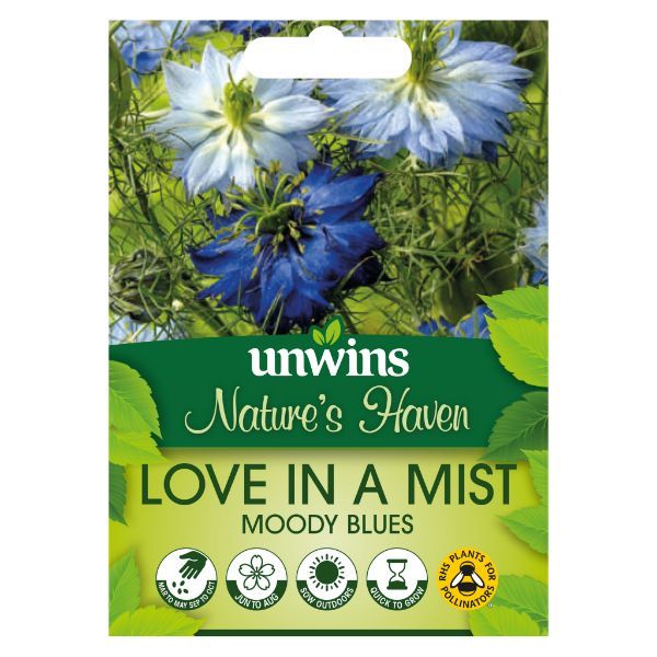 Unwins Seed Packet Natures Haven Love In A Mist Moody Blues