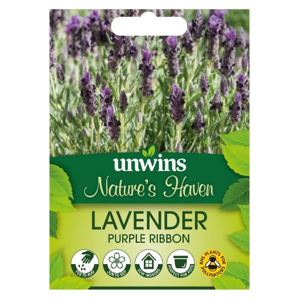 Unwins Seed Packet Natures Haven Lavender Purple Ribbon