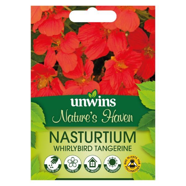 Unwins Seed Packet Natures Haven Nasturtium Whirlybird Tangerine
