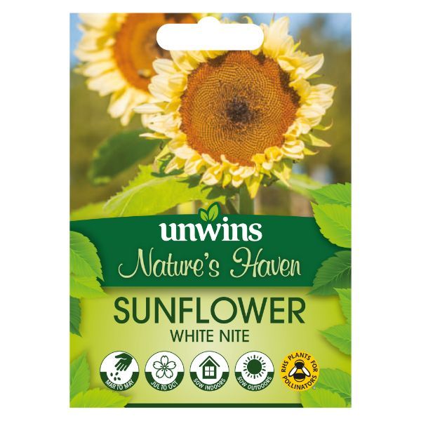 Unwins Seed Packet Natures Haven Sunflower White Nite
