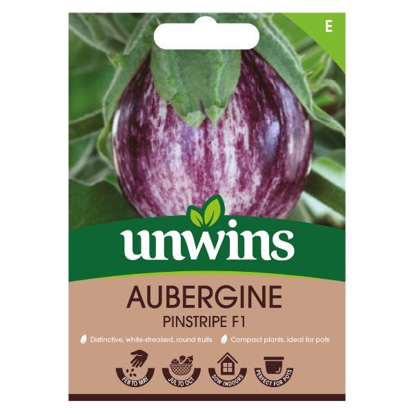Unwins Seed Packet Aubergine Pinstripe F1