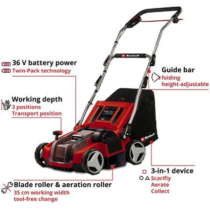 Einhell PXC 36v GE-SA 36/35 Li Brushless Scarifier and Aerator - Body Only