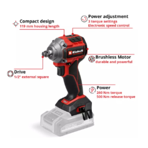 Einhell Professional PXC 18V TP-CW 18/260-C Li Brushless Impact Wrench - Body Only