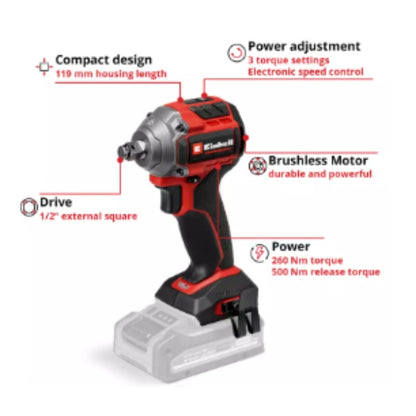 Einhell Professional PXC 18V TP-CW 18/260-C Li Brushless Impact Wrench - Body Only