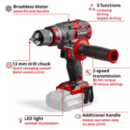 Einhell Professional PXC 18V TP-CD 18/80 Li-i BL, Cordless Impact Drill - Body Only