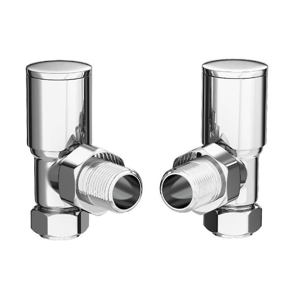 Modern Radiator Valves Angled Chrome Plated - Pair 1/2" K-Rad