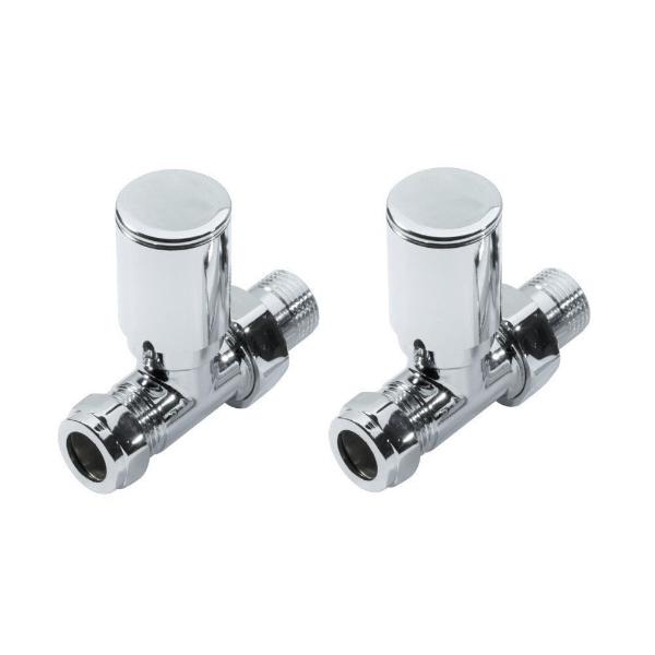 Modern Radiator Valves Straight Chrome Plated - Pair 1/2&quot; K-Rad
