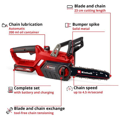 Einhell PXC 18V Cordless Chainsaw 23cm Cutting Length with 1x 3.0Ah &amp; Charger