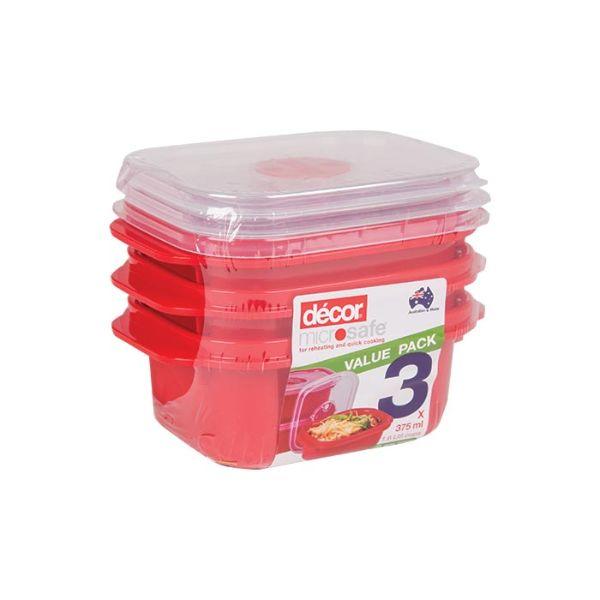 Decor Microsafe Obl 900ml Set Of 3 Red