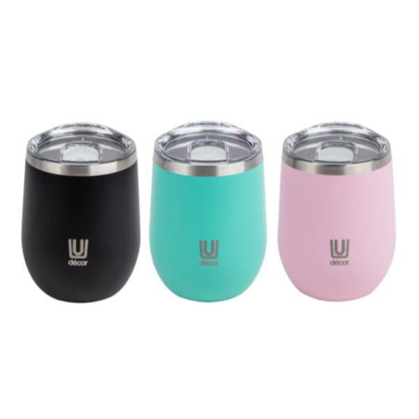 Decor SSteel Ins Wine &amp; Coffee Cup 350ml Ast
