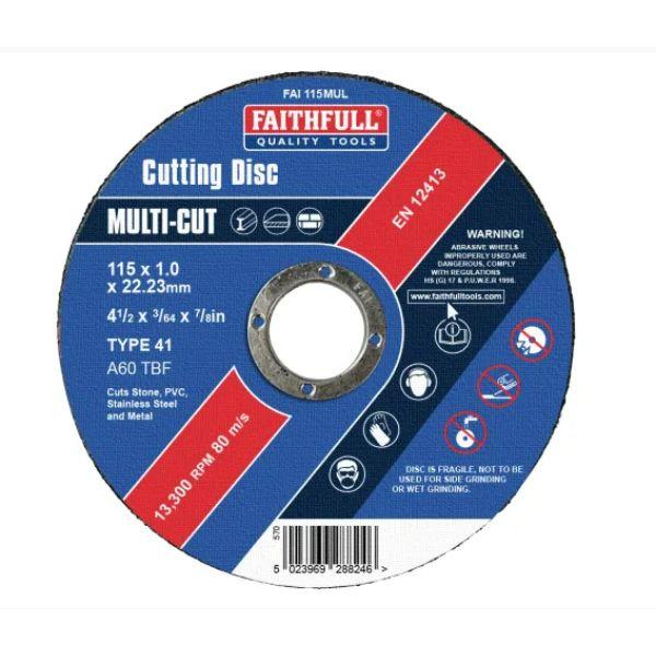 Faithfull Cut Off Wheel 115Mm X 1.0 X 22 Pack Of 10.