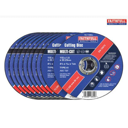Faithfull Cut Off Wheel 115Mm X 1.0 X 22 Pack Of 10.