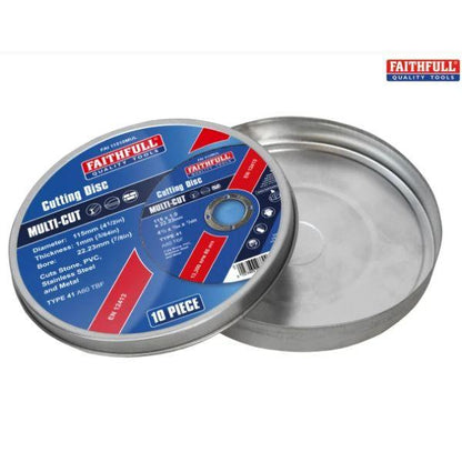 Faithfull Cut Off Wheel 115Mm X 1.0 X 22 Pack Of 10.