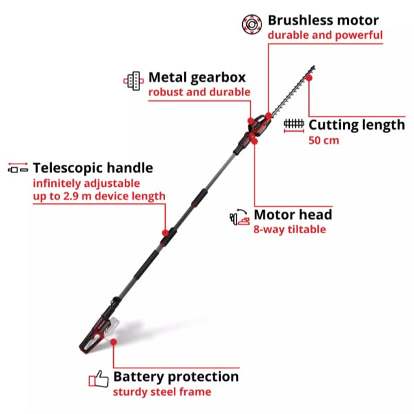 Einhell Professional PXC 18v GP-HH 18/50 Li T Brushless High Reach 50cm Hedge Trimmer - Body Only