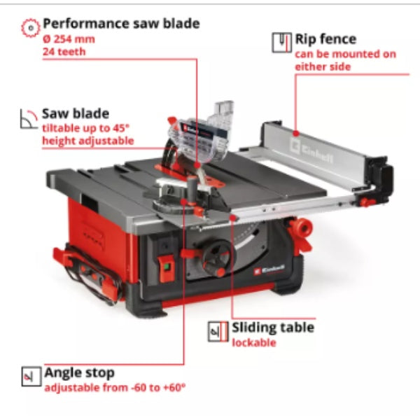 Einhell Professional TP-CC 10 T 254mm Bench Top Table Saw 2000W 230V