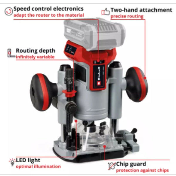 Einhell Professional PXC 18v TP-RO 18 Set Li Cordless Palm / Trim Router &amp; Router Set - Body Only