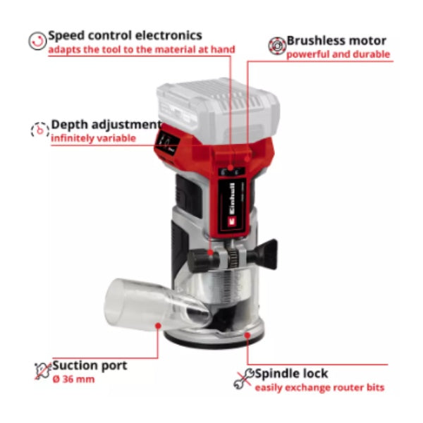 Einhell Professional PXC 18v TP-ET 18 Li Brushless Palm / Trim Router - Body Only