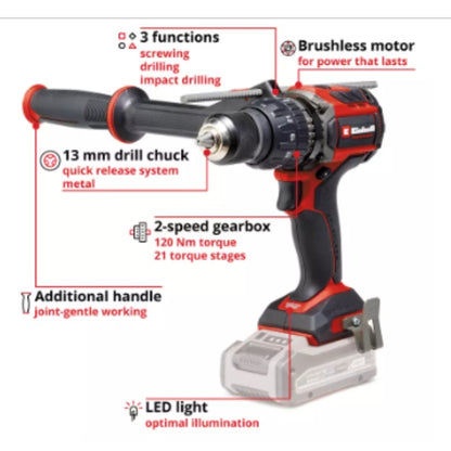Einhell Professional PXC 18v TP-CD 18/120 Li-i Brushless 120Nm Combi Drill - Body Only