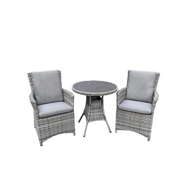 Algarve 2 Seater Aluminium Frame Rattan 3 Piece Outdoor Bistro Set