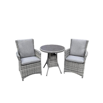 Algarve 2 Seater Aluminium Frame Rattan 3 Piece Outdoor Bistro Set