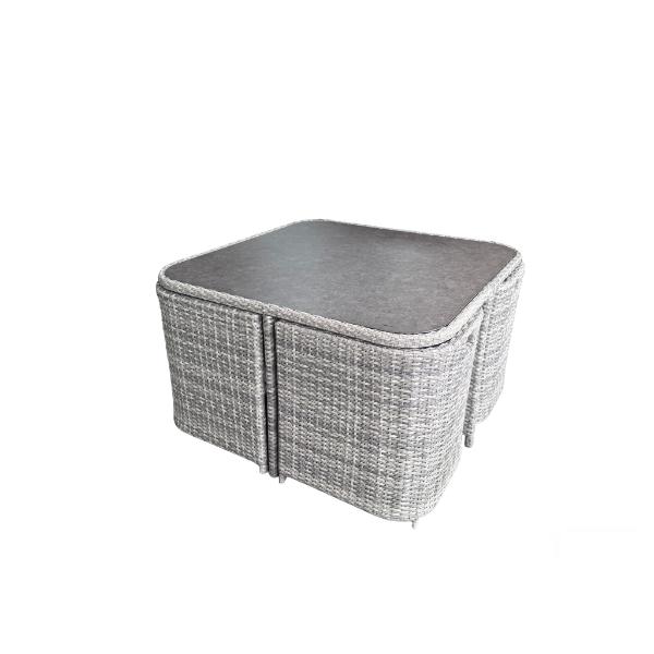 Algarve Outdoor 4 Seater Cube Outdoor Dining Set with Cover 