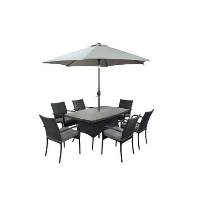 Faro Outdoor 6 Seater Outdoor Dining Set with Paraol &amp; Cover