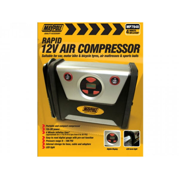 12V Compressor for car and bike tyres