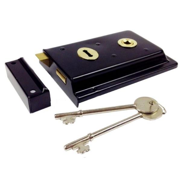 Carlisle Brass Rim Lock 8" X 6"  Black