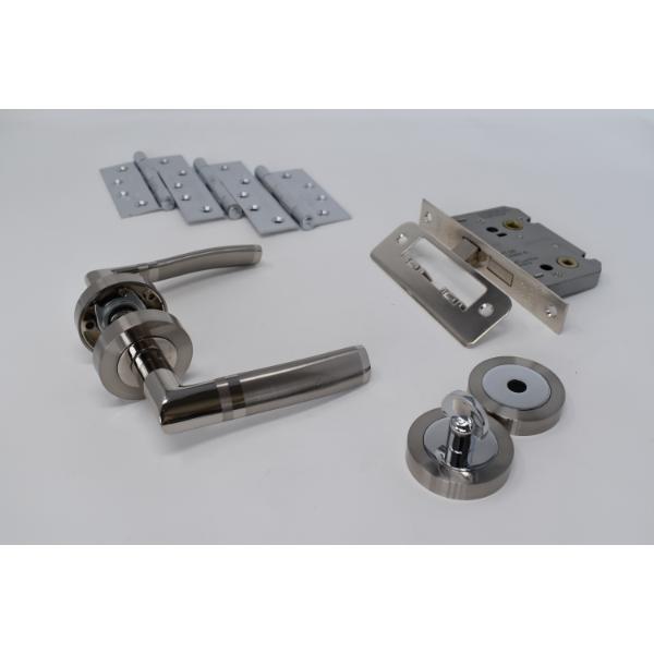 Carlisle Brass Ultimate Door Pack Dunmore Lever On Rose, Bathroom Lock, Turn With 3 Hinges Pnsn