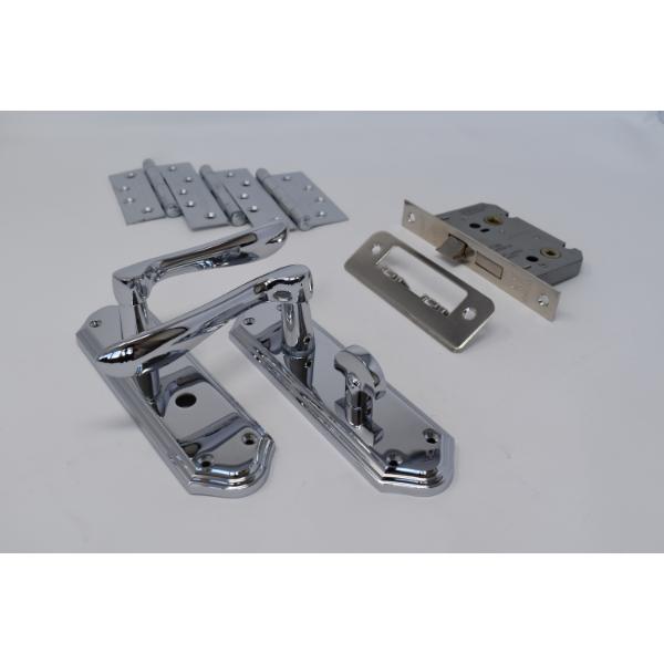 Carlisle Brass Ultimate Door Pack Shelbourne Bathroom On Plate, Lock And 3 Hinges Pol Chrome