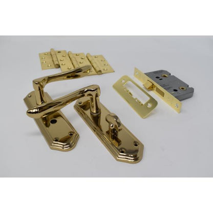 Carlisle Brass Ultimate Door Pack Shelbourne Bathroom On Plate, Lock And 3 Hinges Brass