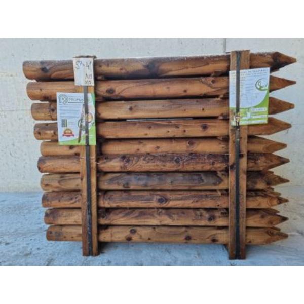 Propost Machine Round Fence Post Brown NSAI 6ft x 4&quot;