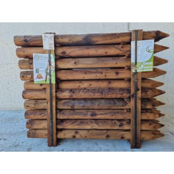Propost Machine Round Fence Post Brown NSAI 8ft x 4&quot;