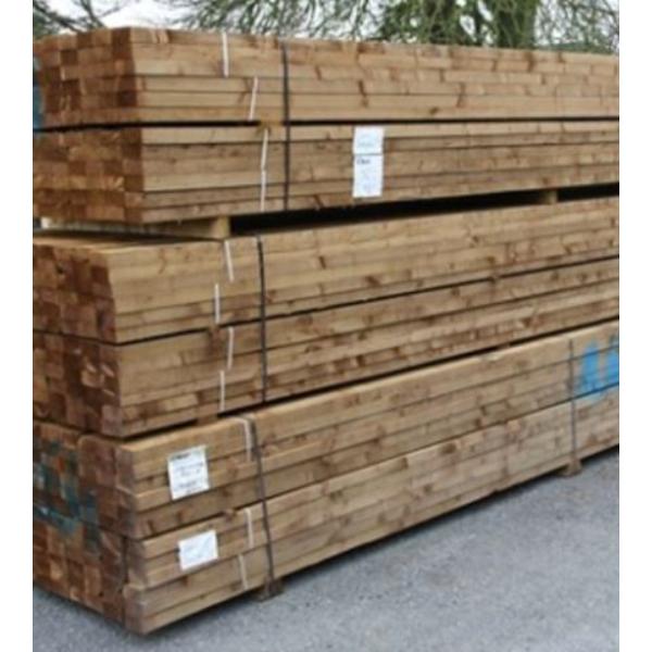 Woodfarm Kiln Dried Brown Rail 16ft 4 x 11/2