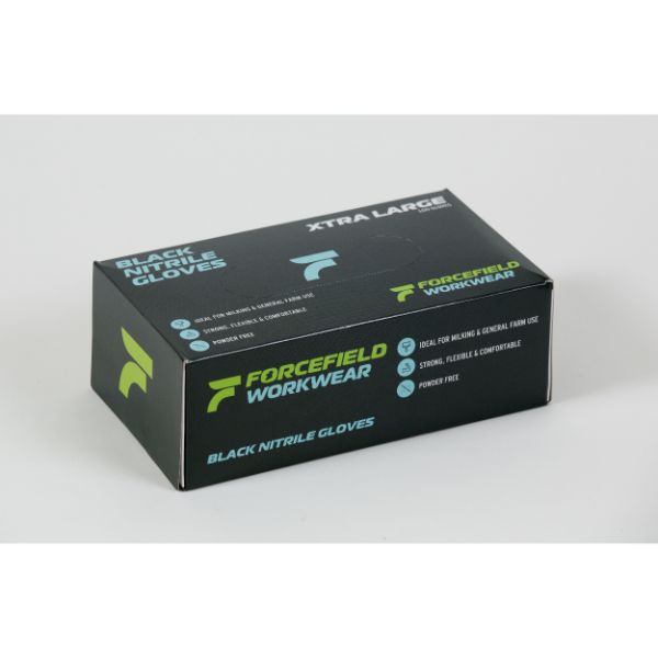 Forcefield Black Nitrile Gloves - Xtra Large (Pk 100)
