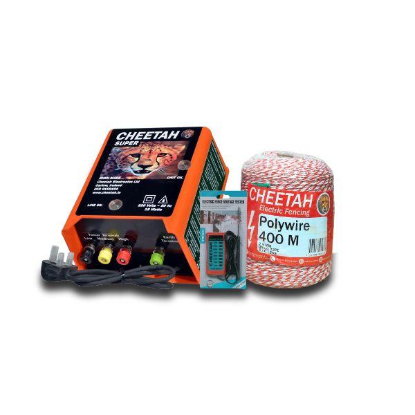 Cheetah Super M550 Mains Fencer 400M Wire &amp; Tester
