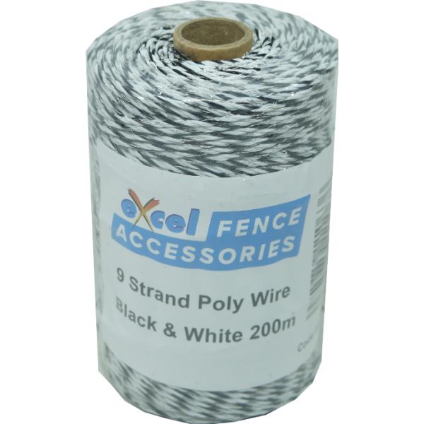 Excel 9 Strand Poly Electric Fence Wire Black and White 200M – Co-Op ...