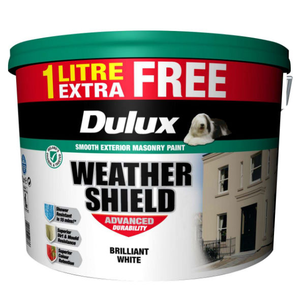 Dulux Weathershield Brilliant White 10L+10% Extra Free