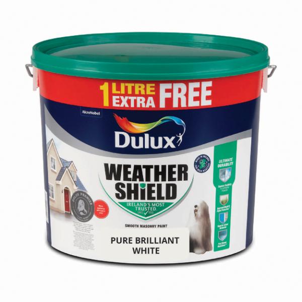 Dulux Weathershield Brilliant White 10L+10% Extra Free