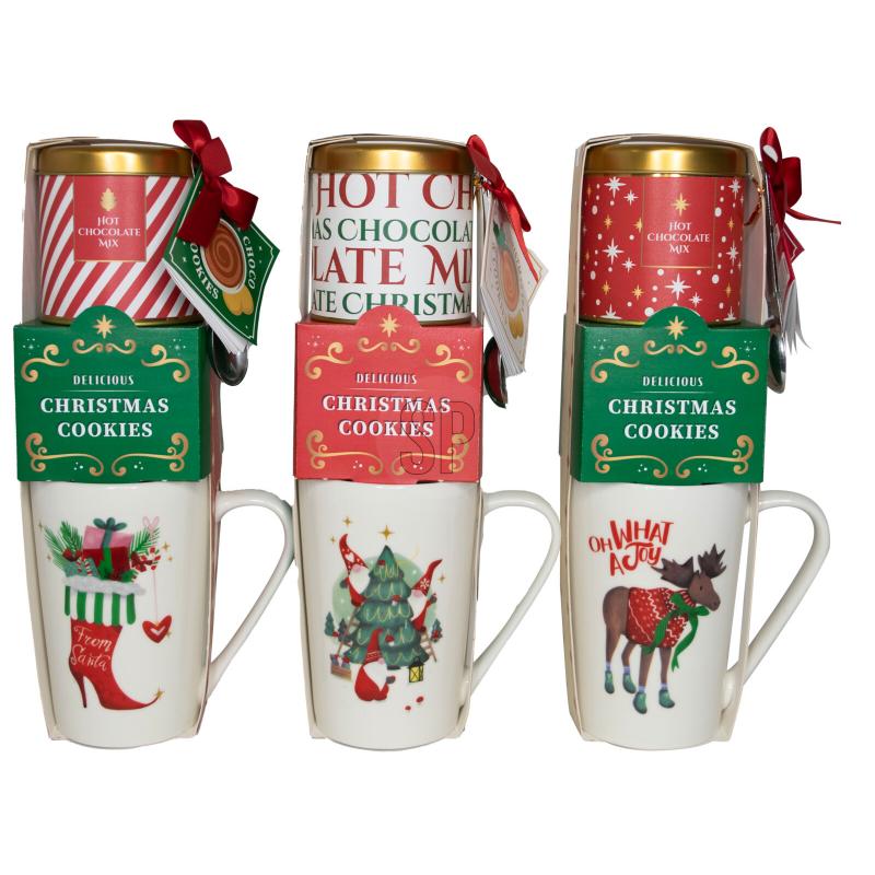 Christmas Cookie Giftset With Hot Chocolate  3 Assorted