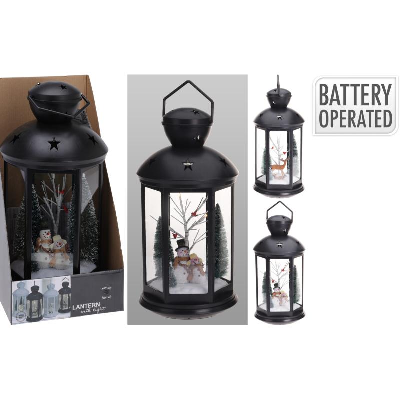 Christmas Lantern Santa Scene 43Cm With LED