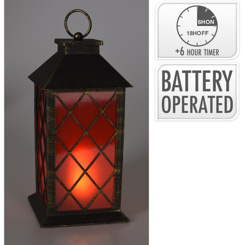 Christmas Lantern Fire  28Cm With LED