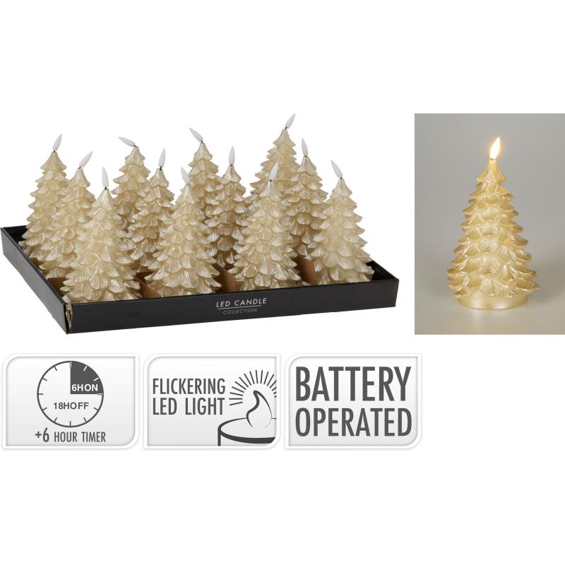 Christmas Tree Candle Gold LED 19Cm