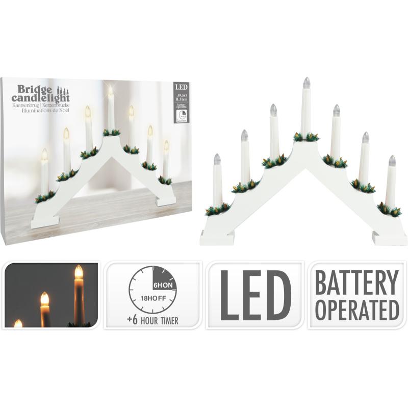 Christmas Candle Bridge White With LED