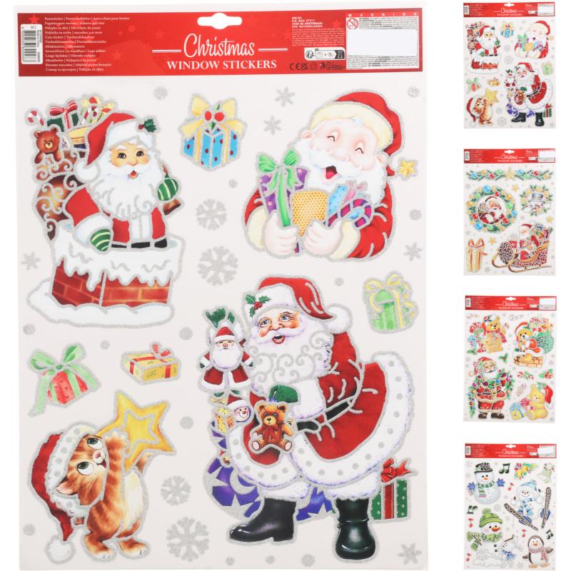 Christmas Window Stickers 4 Assorted
