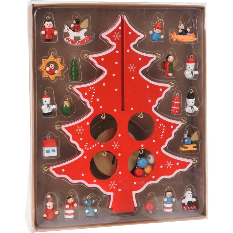 Christmas Craft Tree With Decorations Red 27Cm